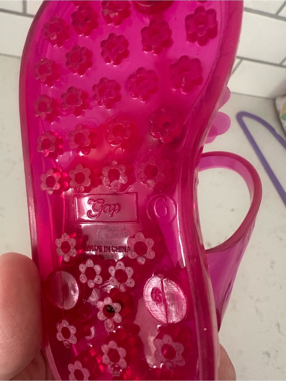 Gap Pink Jelly Sandals with Flower Accent - Picture 3 of 4